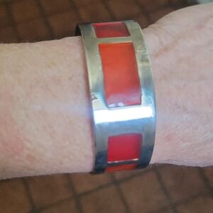 Red and Silver Cuff Bracelet